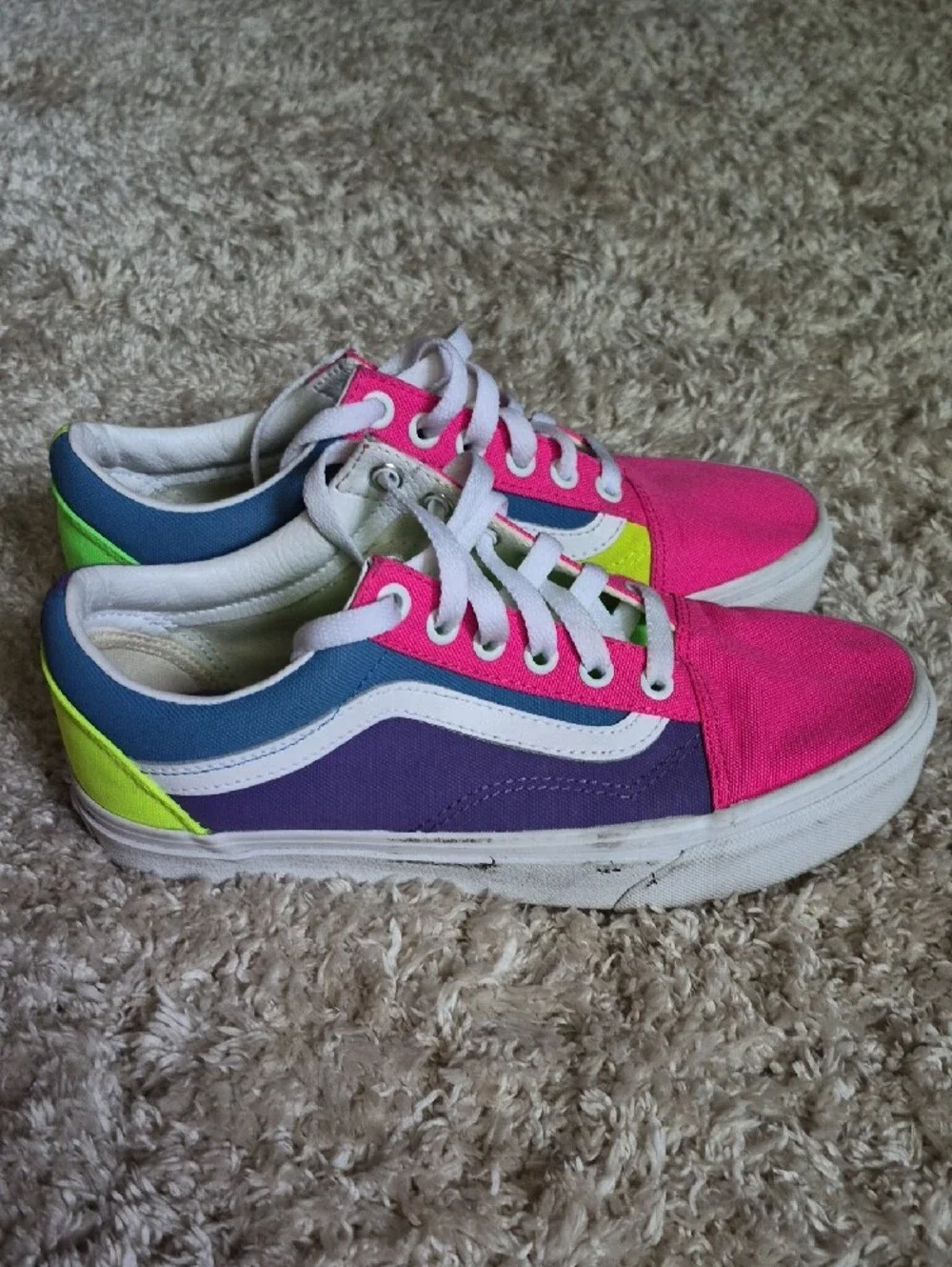 Vans Kids Low-Top Sneakers - Hot Pink, Neon Green & Royal Blue